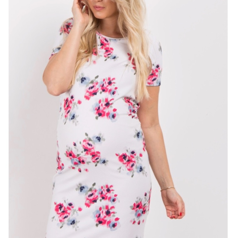 Pinkblush Maternity white floral bodycon dress